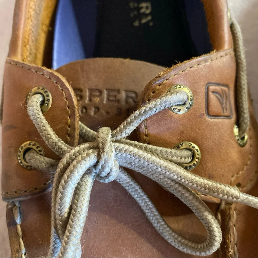 Sperry Top-Sider Mens 9 M Leather Boat Shoes Brown Cognac STS12002 Preppy Adult - Picture 9 of 13